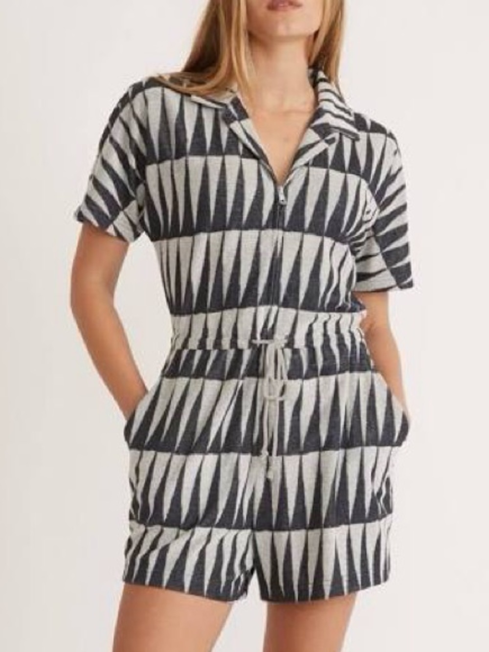 Marine Layer Terry Out Geometric Romper